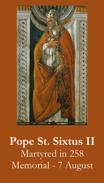 Pope St. Sixtus II Prayer Card